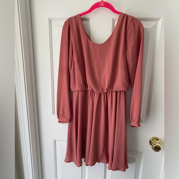 Lush Dresses & Skirts - Dusty Rose long sleeve mini dress
